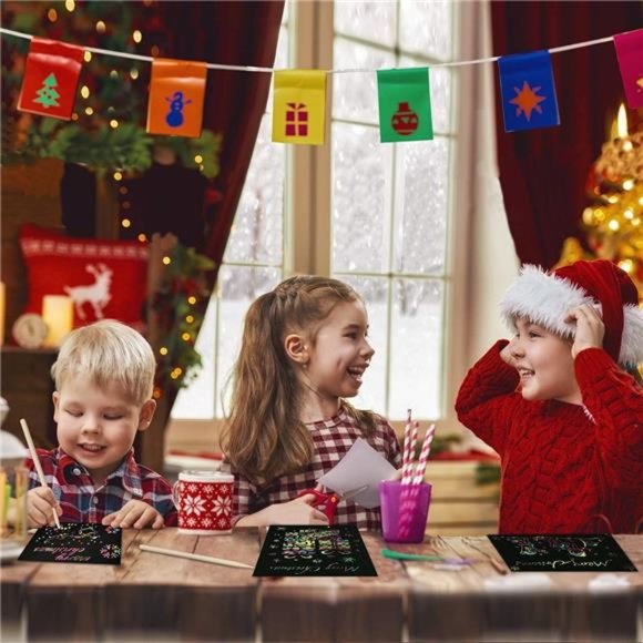 Scratch Rainbow Art Paper Set - 50Pcs Magic Scratch Off Art Craft Supplies Kits - Picture 5 of 7